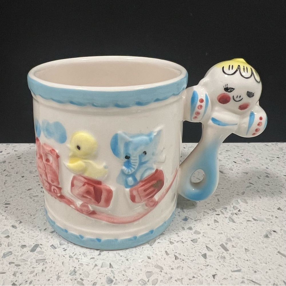 Vintage RUBENS ORIGINALS Animal Train Baby Cup Mug Rattle | Japan #3171